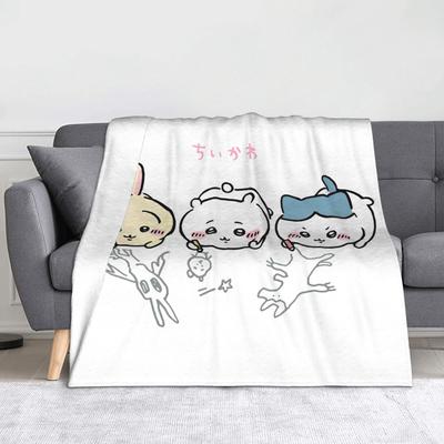Chiikawa Teken Dekenovertrek Cartoon Schattig Fleece Worpdeken Huisdecoratie Ultrazacht Warm Sprei Multifunctioneel Dekbed