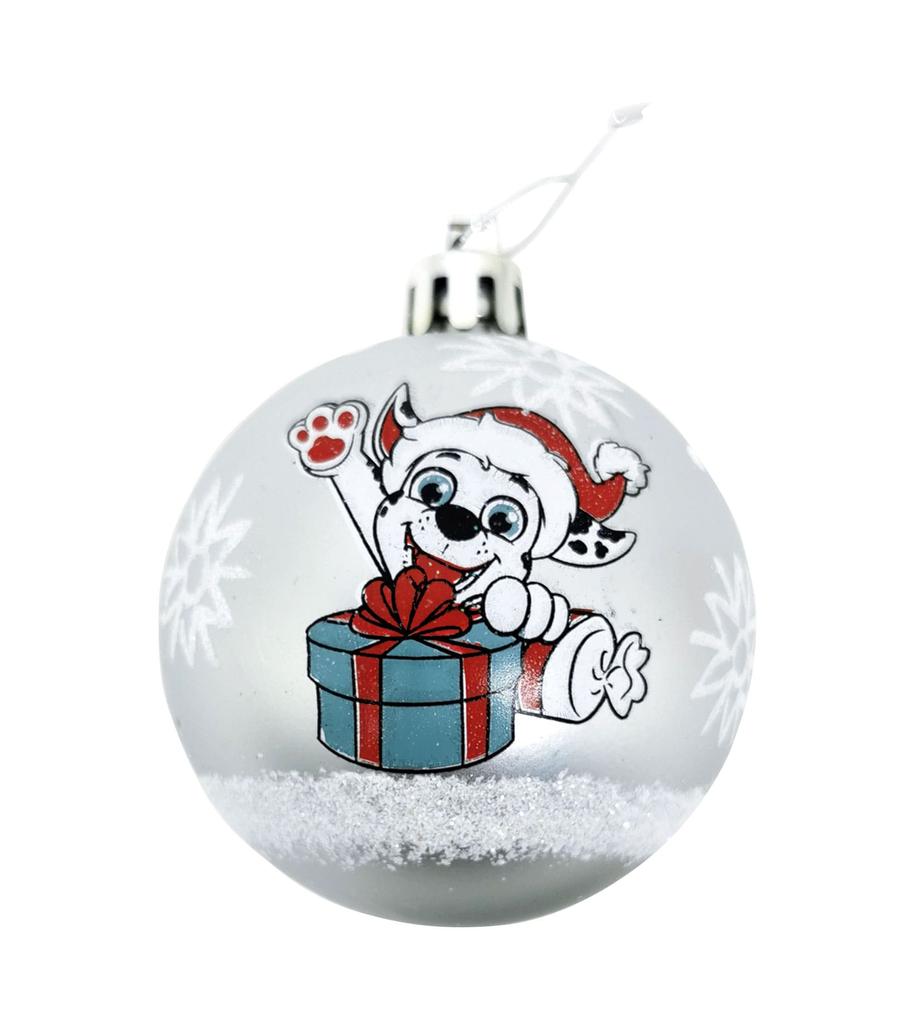ARDITEX PW14025 NICKELOdeON-Paw Patrol Pack of 6 Christmas tree balls diameter 8cm