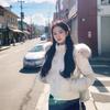 Winter versatile navy blue hooded fur collar short cotton-padded jacket women's new warm thickened polyester cotton-padded jacket