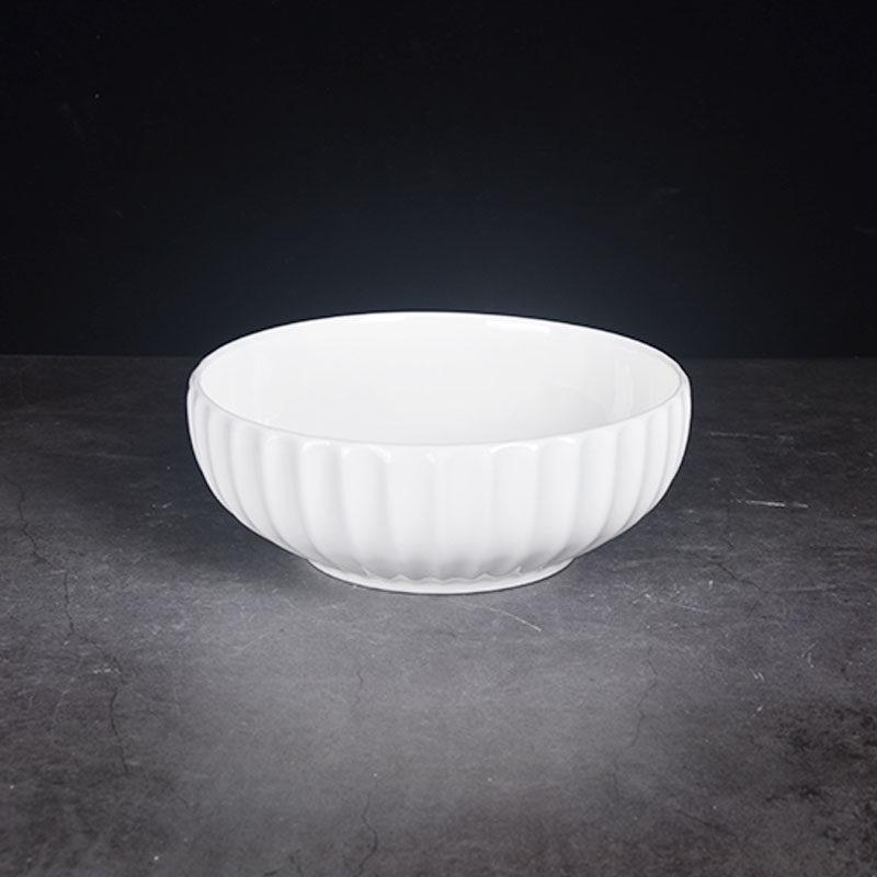 Large White Ceramic Bowl - Creative Pumpkin Design for Soup, Noodles, Kimchi, Ramen, and More. Ideal for Home Tableware in Chinese Style.