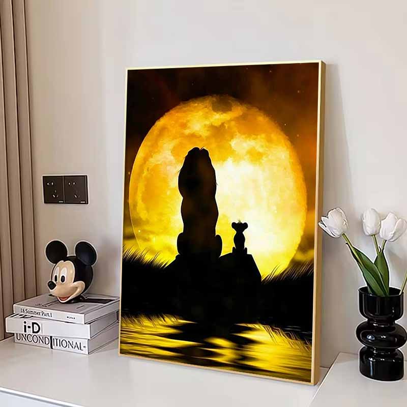 Disney 5D DIY Diamond Painting Decorations Mufasa Simba Silhouette Theme Art Painting Diamond Embroidery Rhinestone Cross Stitch Set Handmade