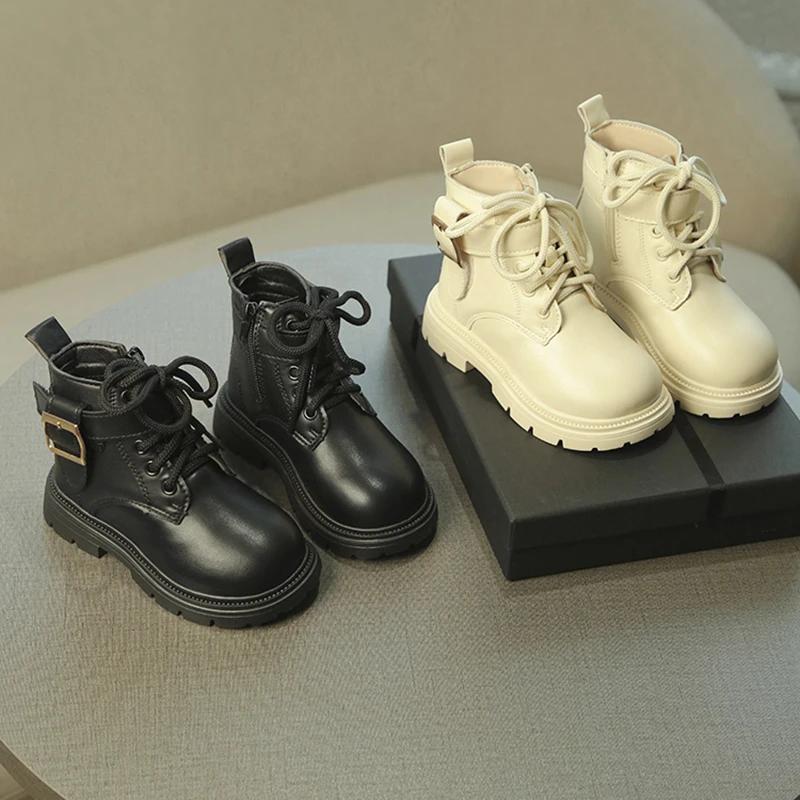 Kids Motorcycle Boots Handsome Fashion Boys Girls Ankle Boots Solid Color Versatile 2024 Brand New Kids Short Boots Soft Sole