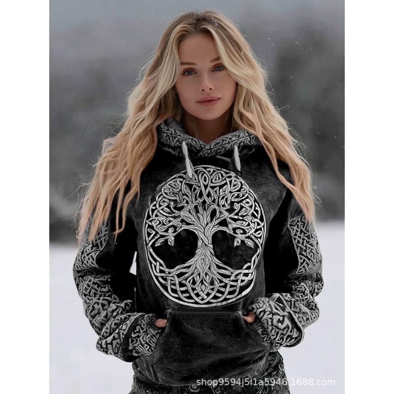 Womens Fleece Hoodie With 3D Cat Print Long Sleeve Thick Warm Sweatshirt Street Style Winter 2025