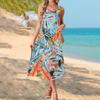 Elegante abito estivo da donna, abbigliamento casual chic, gonna prendisole da spiaggia con tasche