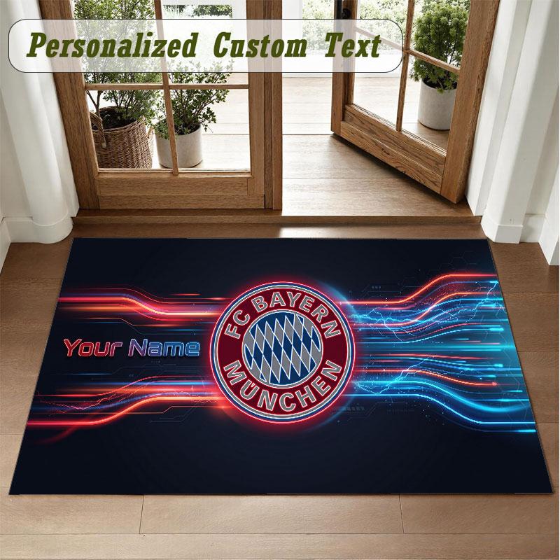 Crystal Velvet Square Rug Custom NameBayern Munich Pattern Non Slip Home Floor Decor Rug