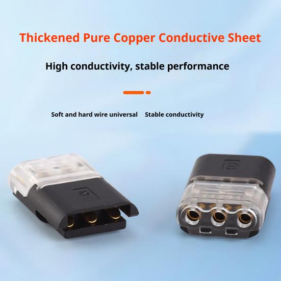 24/40Pcs 3-Pin Solderless Wire Connectors with Locking RGB LED Strips Light Wire Quick Connector No Stripping 18-22AWG Wire Plug-in Connector