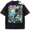 Anime Manga My Hero Academia Midoriya Izuku Bakugou Katsuki Wash T-shirt Short Sleeve Tees Tops Vintage Washed Cotton T Shirt