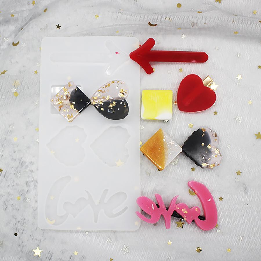 3PCS Hair Clip Silicone Mold Homemade Personalized Diy Hair Clip Star Flower Cat Hair Clip Mold Drip Glue Mold