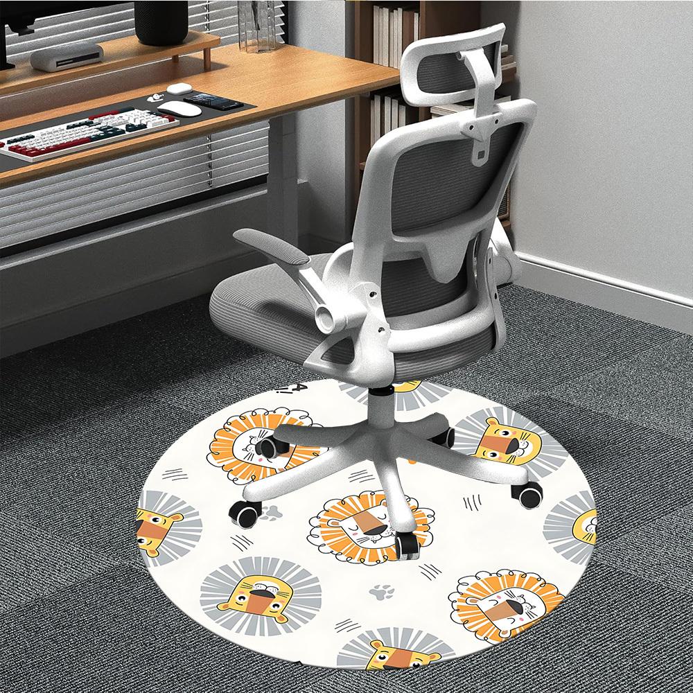 1pc Lion Face Pattern Carpet for Office Non Slip, Round Carpet, Soft & Comfortable, Carpet for Office, Lightweight Round Floor Mat