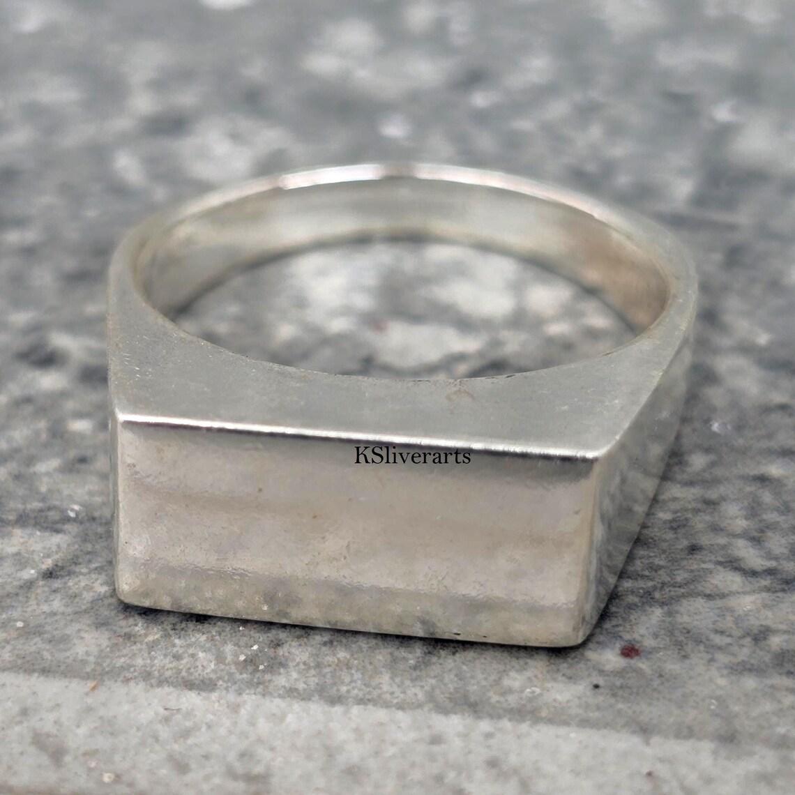 

925 Sterling Silver Signet Ring Chunky Silver Rings Statement Rings For Men Minimalist Handmade Ring, Dome Signet Ring, Gift for Him 4