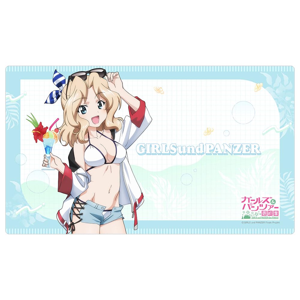 Girls Panzer Final Chapter Original Illustration Rubber Mat 60cm x 35cm x 2mm Polyester Key-th & (Kay/Resort Swimsuit) Approx. (width) (height)