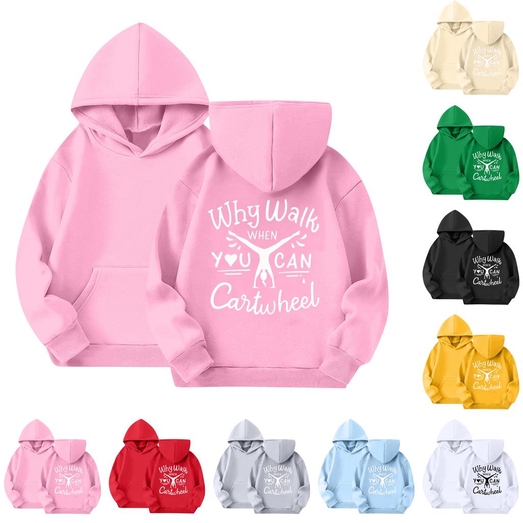 Children's Casual Round Neck Printed Pullover Long-sleeved Hooded Sweatshirt Top