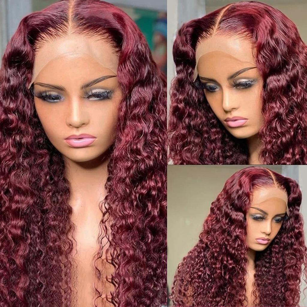 13X6 Deep Wave Lace Front Wig, Female Medium Small Curly Long Curly Hair Cover