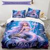 3pcs Custom Name Mermaid Bedding Set Duvet Cover Closure Includes 1 Duvet Cover & 2 Pillowcases, Soft and Comfortable for All Seasons.