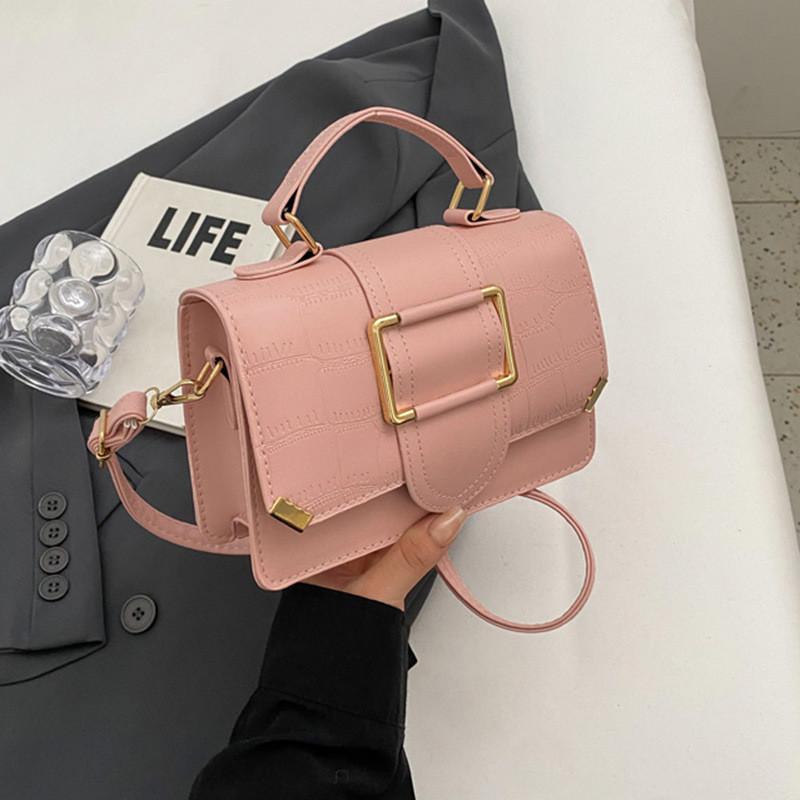 

Trendy Pu Material Street Style Small Square Bag Medium Size Women s Bag 2023 Autumn New Bag рожевий