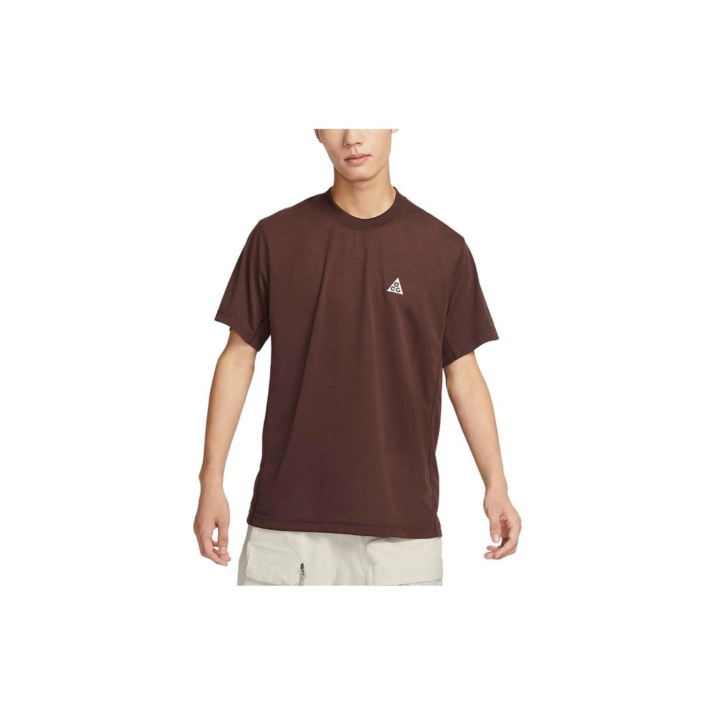 Nike Acg Logo Crew Neck T-Shirt Regular Fit Short Sleeve Men Tops Brown DX7883-227