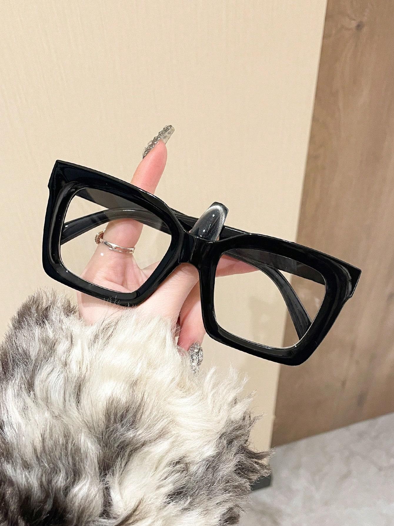 

1/2Pcs Women S Square Frame Tortoiseshell Color Glasses Transparent Lens Simple Classic Style Suitable For Daily Travel