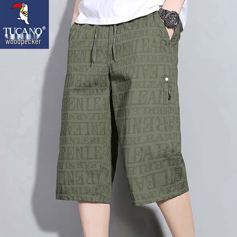TUCANO Men s Pure Cotton Loose Multi-Pocket 3/4 Cargo Pants 5XL