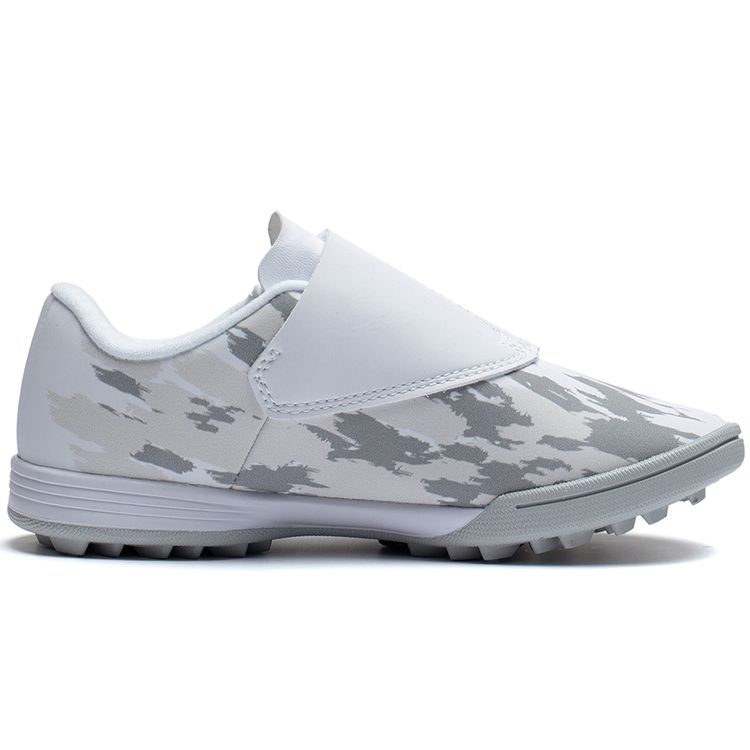 Li Ning Kids Synthetic Leather Color Block Comfortable Lightweight Breathable Low Top Soccer Shoes Kids sneaker Gray White ASTT008-3