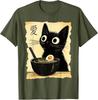 Funny Cat Ramen Graphic Tee Japanese Kawaii Anime Cat Unisex T-Shirt