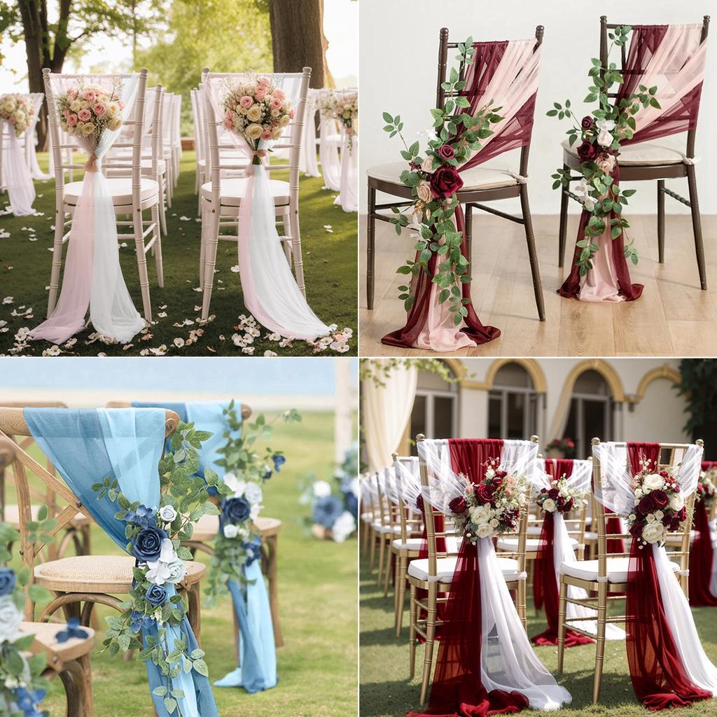 Chiffon Chair Sash Wedding Party Supplies Wedding Aisle Decorations Party Banquet Event Baby Shower Chair Decor Party Decoration