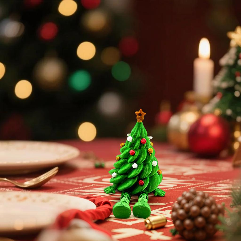 3D Printed Christmas Tree Desktop Decoration With Multiple Movable Joints As A Holiday Gift