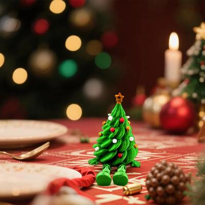 3D Printed Christmas Tree Desktop Decoration With Multiple Movable Joints As A Holiday Gift