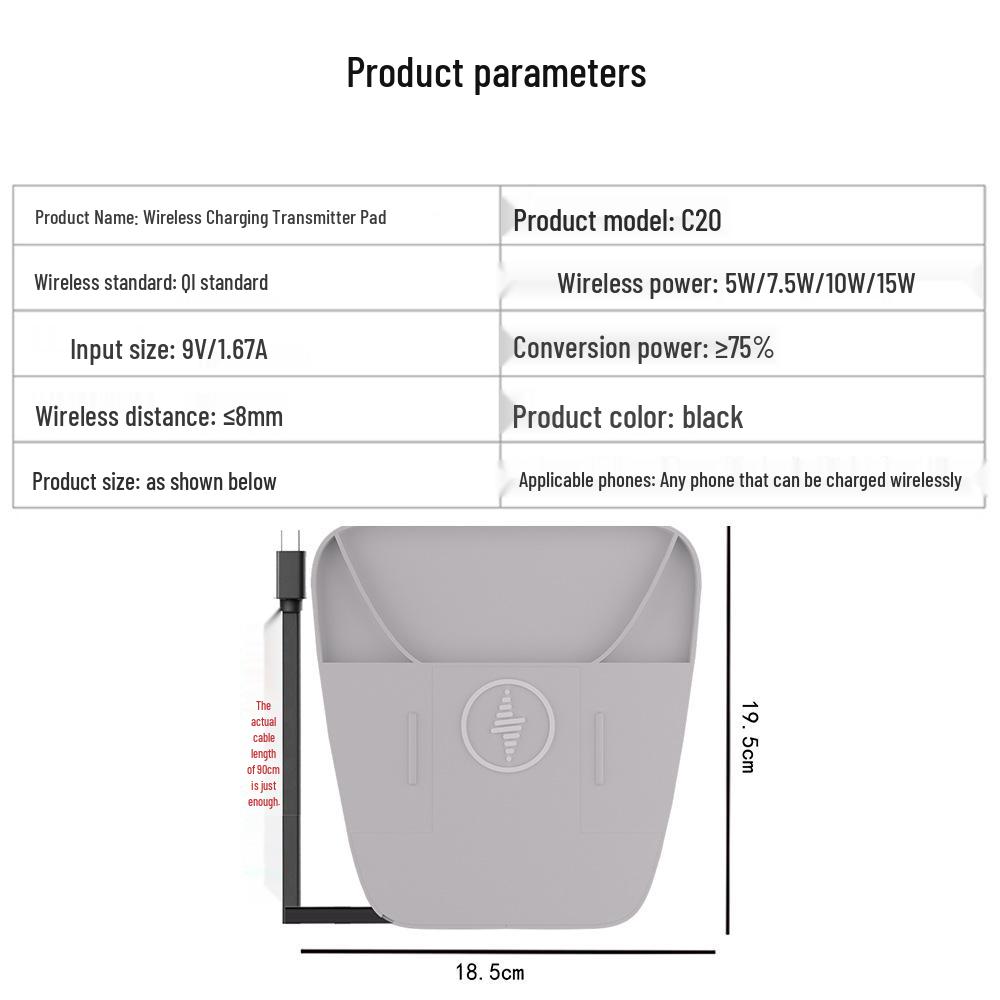 Geely Xingyuan Car 15W Wireless Charger Mat with Anti-slip Function