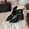Fashion Female Pointed Toe Modern Women Ankle Boots With Zippers Shoes Square Heels Fashion Elastic Ladies Stretch Boots Shoes