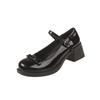 French Buckle Thick-soled Thick-heeled Mary Jane Single Shoes for Women's Summer New Versatile Bow High Heels