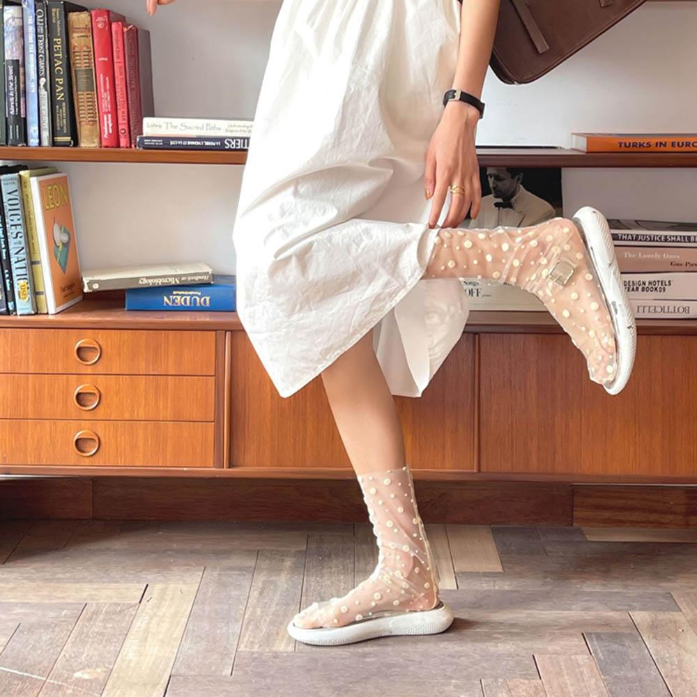 

Transparent Thin Chiffon Mesh Women Dress Hosiery Nylon Tulle Socks Dot Socks кофейный