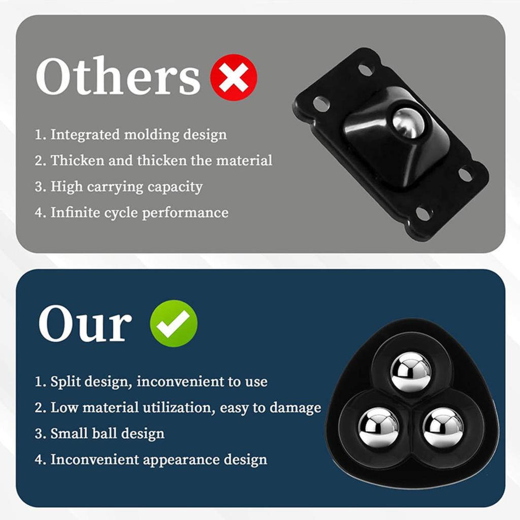 4PCS Non Punching Adhesive Furniture Ball Universal Pulley Household Mobile Base Accessories Trash Can Bottom Small Wheel