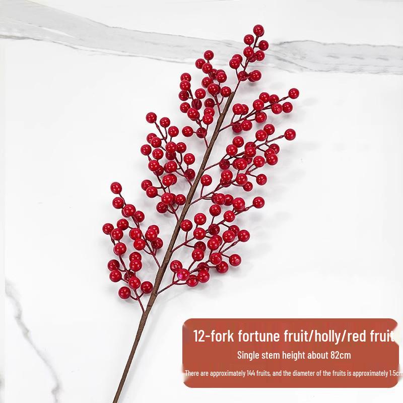 7-Head Persimmon Branch Ikebana Ornament: Artificial Ruyi Persimmon for Living Room or Dried Flower Display