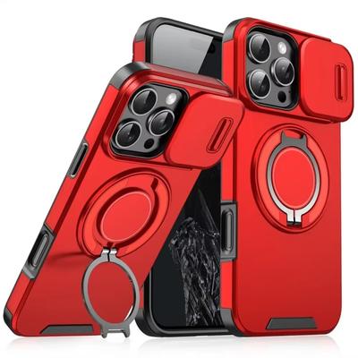 Manyetik Halka Tutucu Kayar Kamera Kılıfı IPhone 16 Pro Max 15 14 Plus 13 12 11 Magsafe Kickstand Darbeye Dayanıklı Telefon Kılıfı
