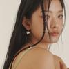 [Silver] Plump M Heart Earrings