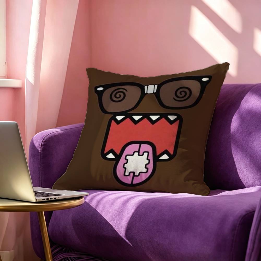 Cute Domokun Pillow Case Square DoubleSided Sofa Cushion Cover Bedroom Bedside Pillow