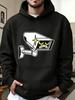 Streetwear Style Hoodie, Cartoon Security Camera Graphic Print, Casual Daily Wear Fall Winter, Gift for Boyfriend Son Friend