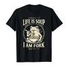 Das Leben ist Suppe Im Gabel Frosch Lustiges Japanisches T-Shirt Für Männer Frauen 100% Baumwolle T-Shirts Kurzarm Tops 04103