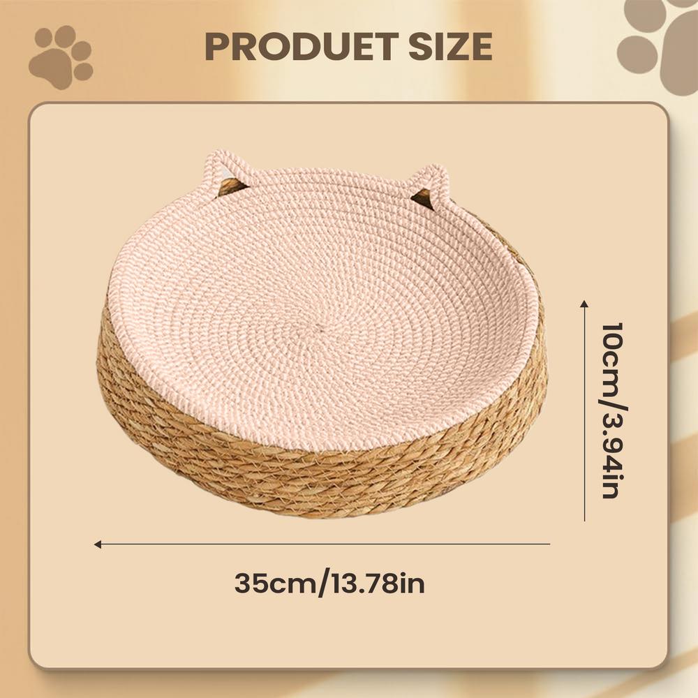 Cat Scratch Bowl Breathable Woven Nest Kitten Ear Design Cotton Rope Cat Bed for Play Exercise Enrichment Activity Nail Trimming