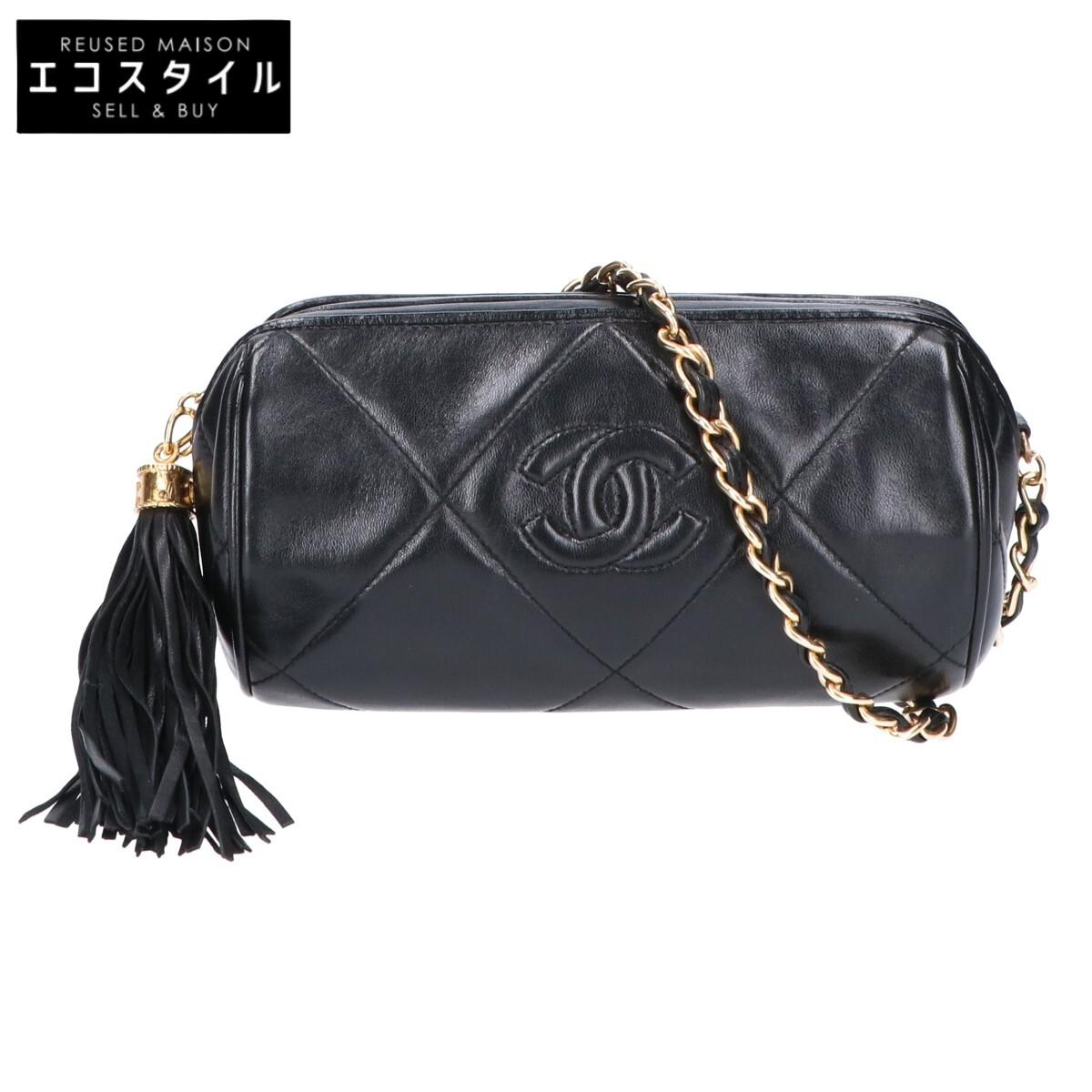 

CHANEL 0 Series Quilted Leather CC Logo Fringe Chain Shoulder bag Black/GDHardwareUsed