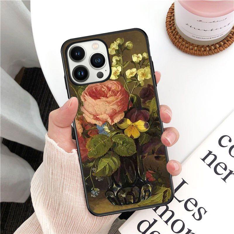 Classic Painting Flower In a Vase Aesthetic Art Phone Cover For Iphone 14pro 11pro 12 13pro Max 6s Xs 7 8plus SE Xr 12mini Cases