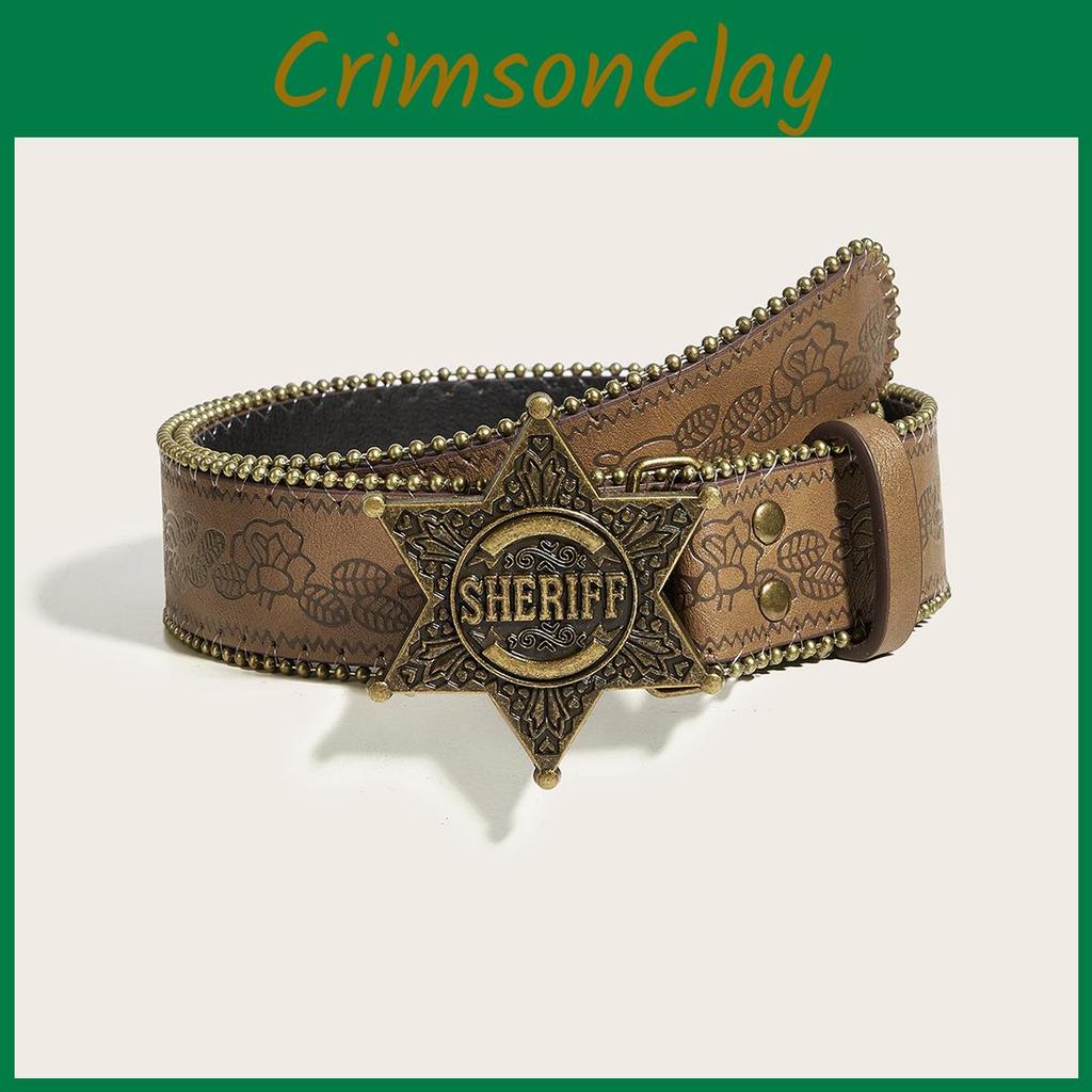 Buchstabe Sheriff Jugend Freizeit Ledergürtel Metallschnalle Nieten Alltagskleidung