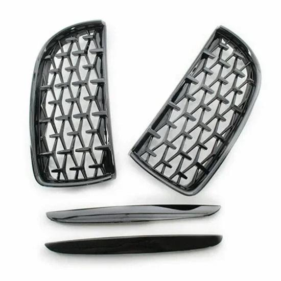 For BMW 3-Series E90 E91 2005-2008 Car Styling Diamond Grille Kidney ABS Front Hood Racing Grill Black Silver Auto Accessories