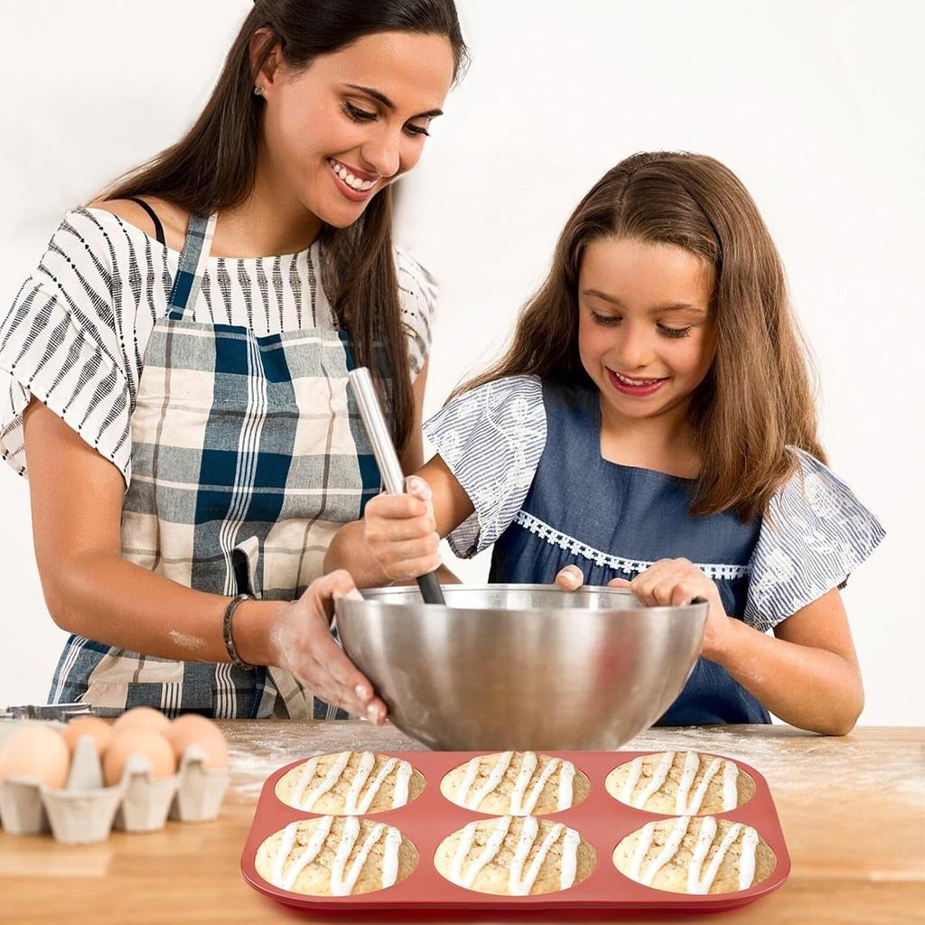 JOERSH Silicone Egg Mold Non-Stick 4 Inch Jumbo Size Muffin Top Pan, Large Round Silicone Molds for Baking Hamburger Bun, Egg Bites, Breakfast