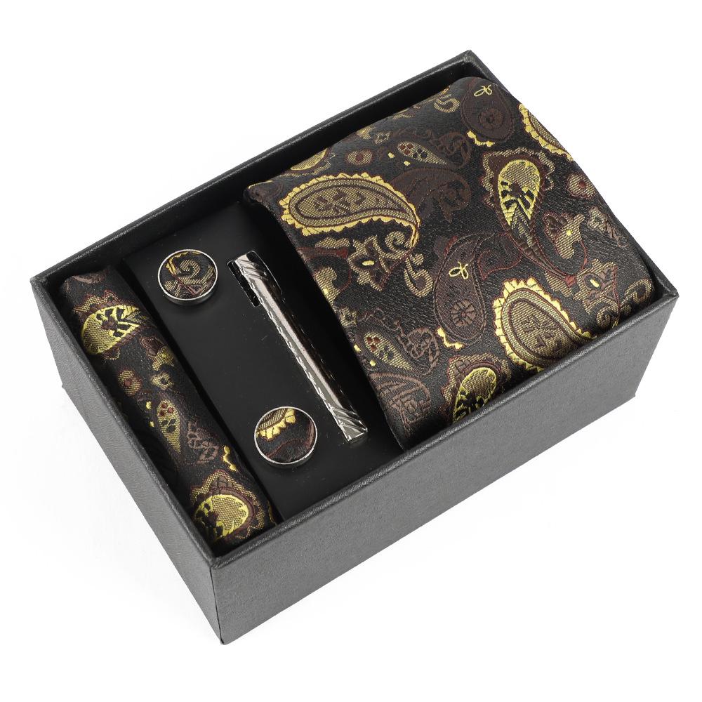 Heren Paisley Jacquard Stropdas met Cadeaubox - Elegante 8CM Cashew Design