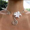 Spiral Iris Flower Necklace Multi Layered Zinc Zinc Alloy Neck Fashion Flower Collarbone Chain  Girls