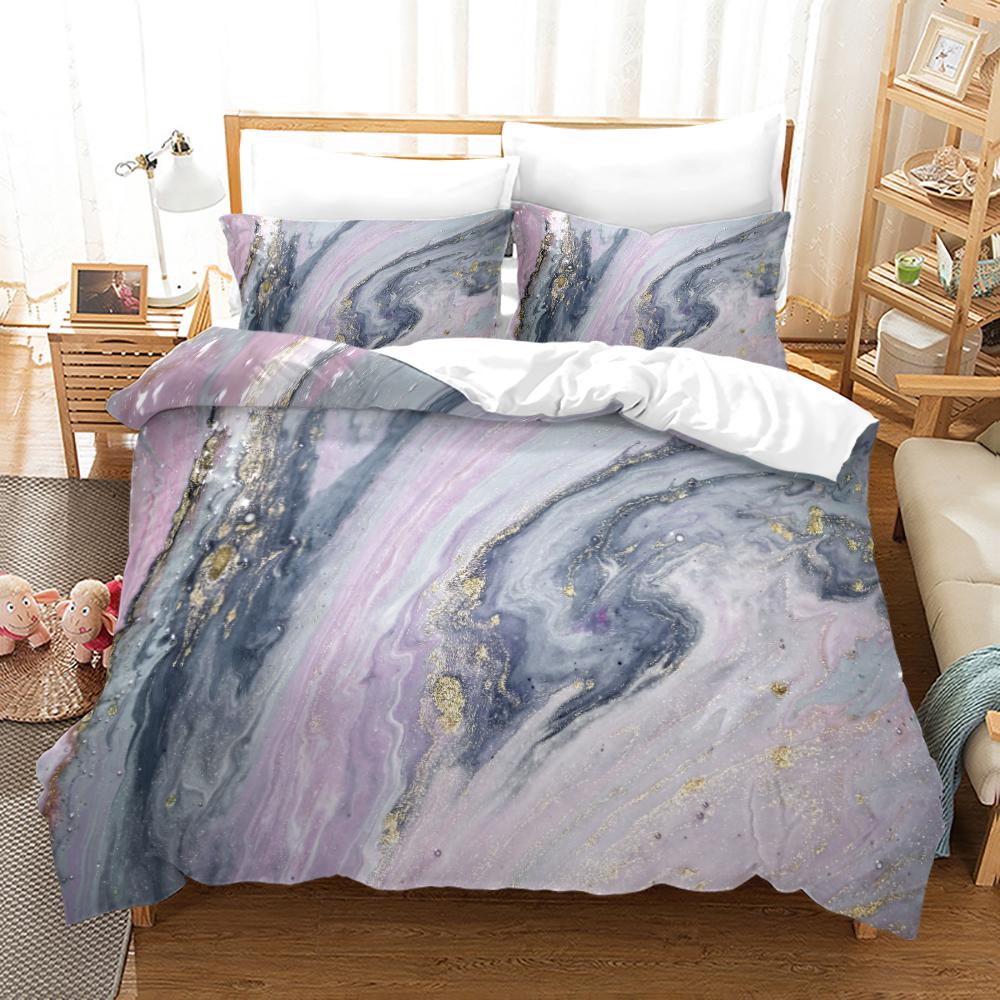 Blue Green Multicoloured Marble Print Doona Duvet Quilt Cover Bedding Set