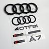 hot A7 4-Ring logo ABS Black Car Hood Front Bonnet Grill Rear Trunk Emblem Badge Sticker A7 mark 30TFSI 40TFSI Quarrto Emblem