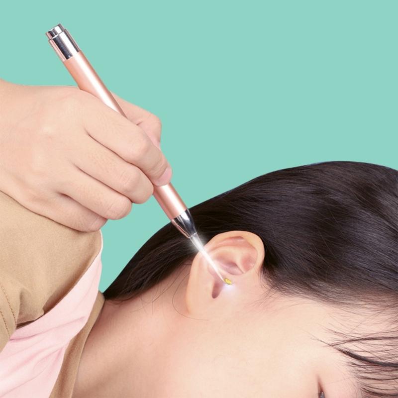 LED Ear Wax Removal Tools Safety Ear Pick Tool Kit with 2 Size Spoon Tip Ear Curette Safety Earwax Cleaning Tool Spoon