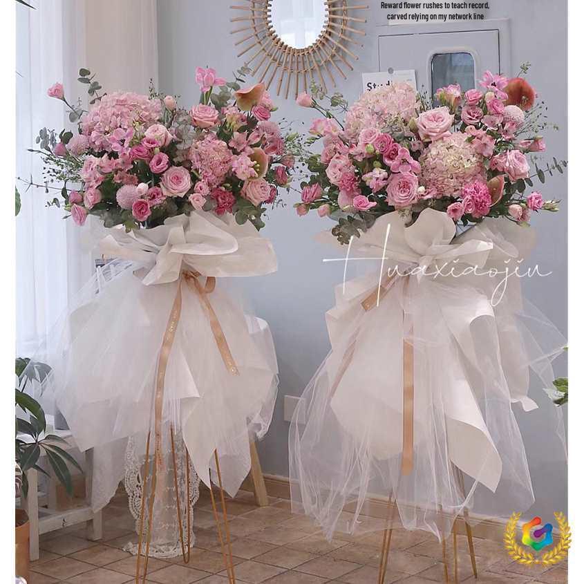 Gold Metal Flower Stand - Tripod Design for Flower Shops